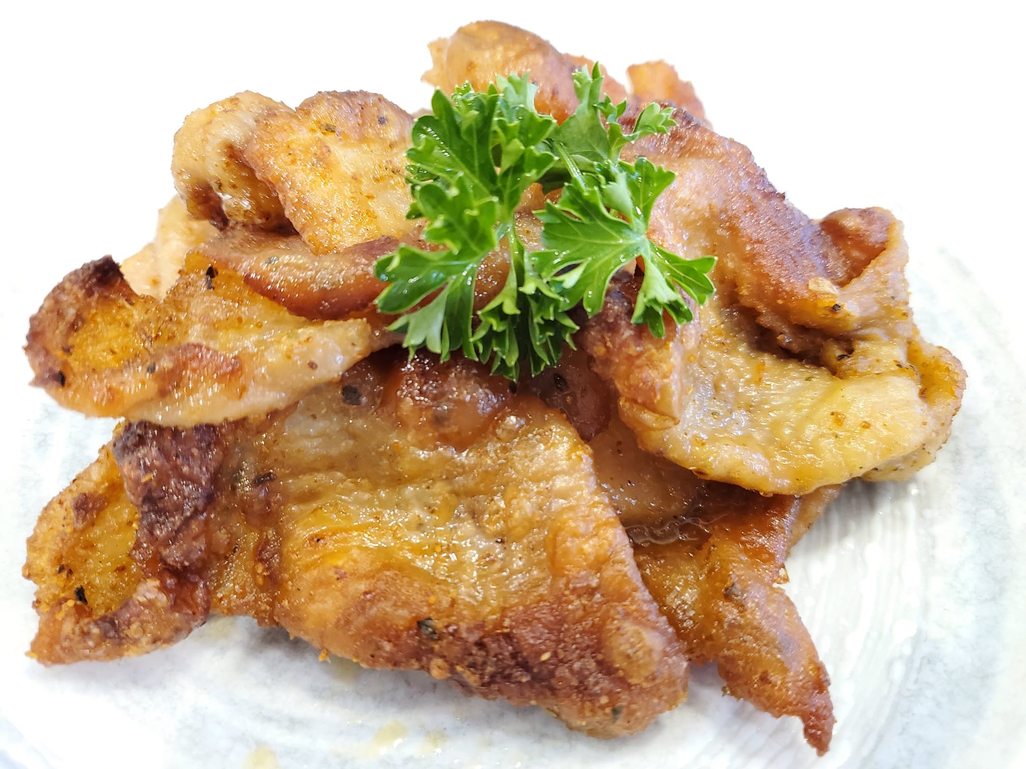 Hot and spicy chicken skin (Raw, No added MSG)